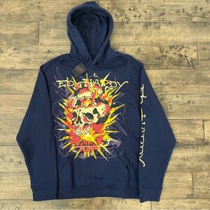 Y2K NWT Men’s Ed Hardy Blueberry Graphic Design Hoodie
